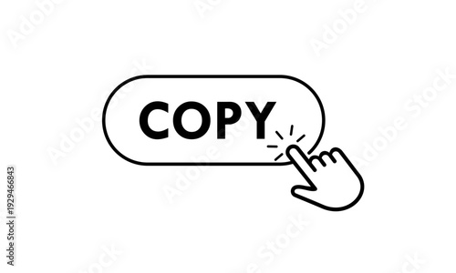 Minimalist vector logo set of interactive interface buttons. Featuring navigation icons like copy with a clean hand pointer clicking design for web and apps.