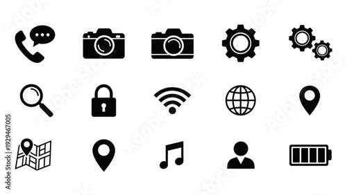 Mobile Phone Icon Set – Modern Line and Glyph Smartphone and Device Symbols Collection