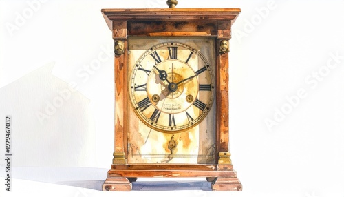Wallpaper Mural Vintage Wooden Mantel Clock with Roman Numerals – Classic Antique Home Decor Photography Torontodigital.ca