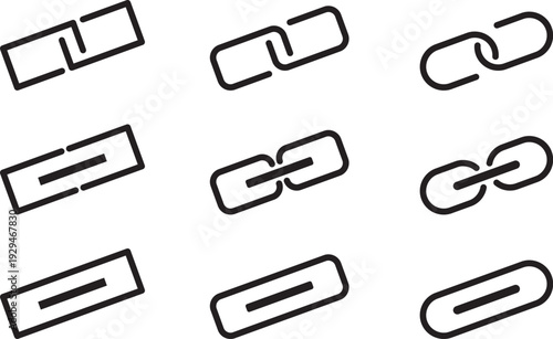 A collection of chain link icons in various orientations