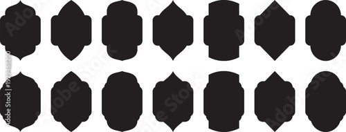 A pattern of 14 black elongated oval shapes on a white background
