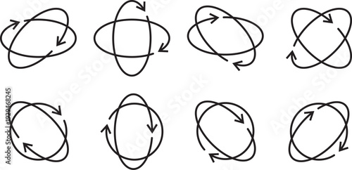 Eight interconnected loop diagrams with arrows