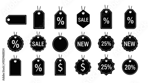 Black shopping tags and labels.