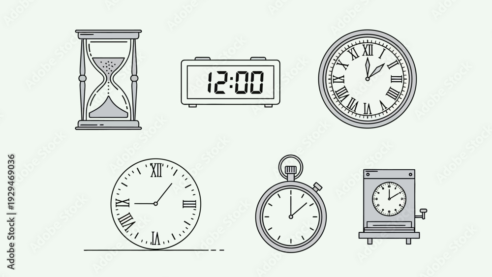 Fototapeta premium Collection of various clock types.