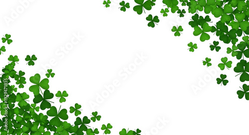 Lucky Green Shamrocks and Clovers on White Background for St Patricks Day Holiday Marketing