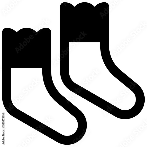 Socks. Outlined stroke vector icon with black-filled details.