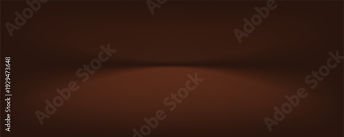 Dark brown Studio background. Brown Background Empty Room Studio with table. Space for selling products on the website. Vector illustration.
