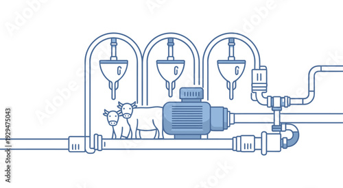 Animal Hygiene Icon automated cleaning system for livestock, bovine silhouettes under washing, farm hygiene and livestock care vector illustration.