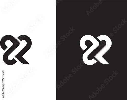 Modern Interwoven Monogram Logo Design Featuring Bold Geometric Symmetry and Seamless Ribbon-Style Letterform in Black and White Minimalist Branding Concept