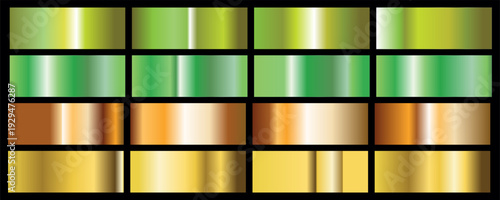  Metallic Green, blue gradient set collection, Gradient colorful palette and texture. Holographic background template for screen, mobile, banner, label, tag.