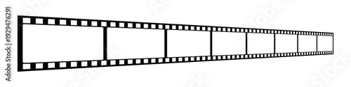 Long vector Film strip icon. Strip icon used for videography elements. Old white and black film tapes of 35mm. Realistic film strip vector illustration. 