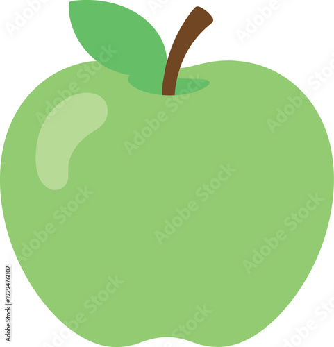 Crisp green apple illustration with simple shapes and light reflections