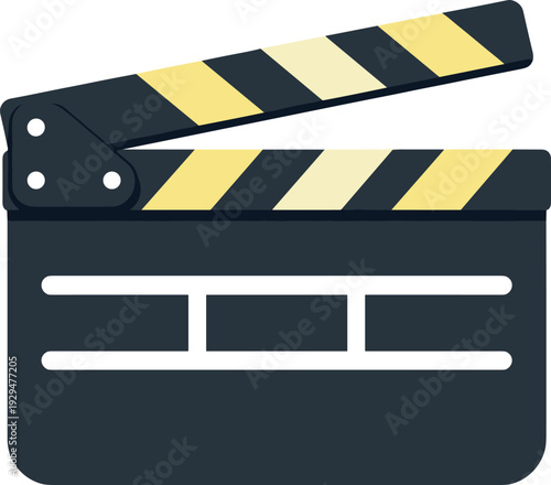 Isolated black and yellow clapperboard on a white background for movie making