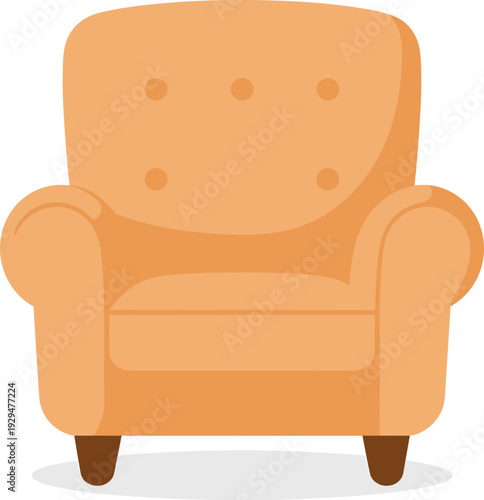 Comfortable armchair with a cushioned design isolated on white background