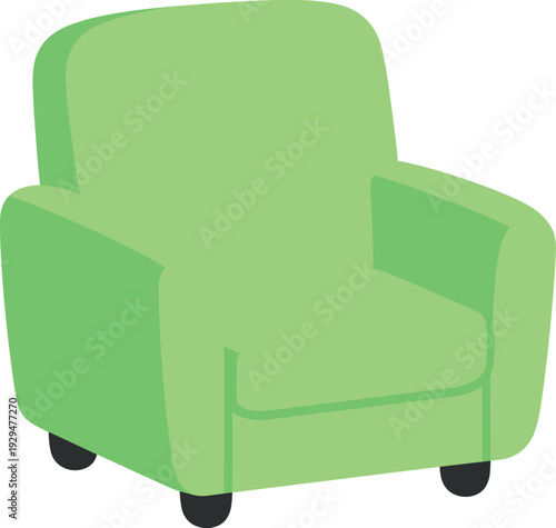 Stylish green armchair provides comfortable seating in a modern interior space