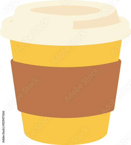 Disposable coffee cup with lid and holder for a hot beverage