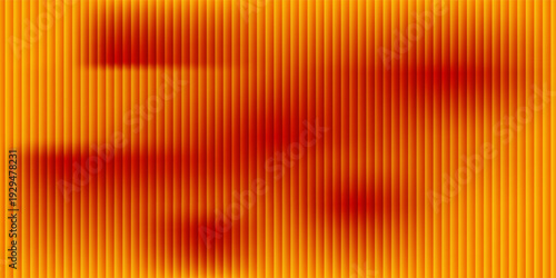 Red orange yellow ribbed glass. Vector ribbed glass texture background. Mesh gradient. acrylic ribbed bath surface. Reeded glass background semitransparent overlay. Bath wall window