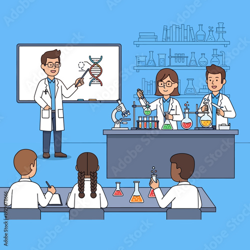 Science Class: Teacher Explains DNA, Students Conduct Experiments