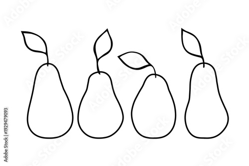 Grunge pears- frames set black on white background