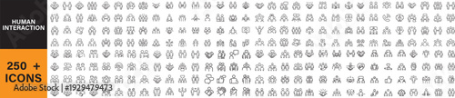 Human interaction icon set. Editable line icons. Vector illustration icon