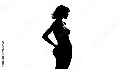 silhouette of a woman in a black dress