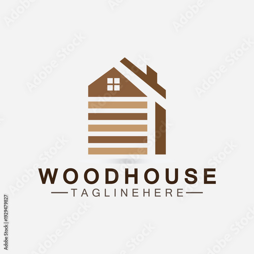 Real estate logos wooden house, wood logo design, house, home, template logo