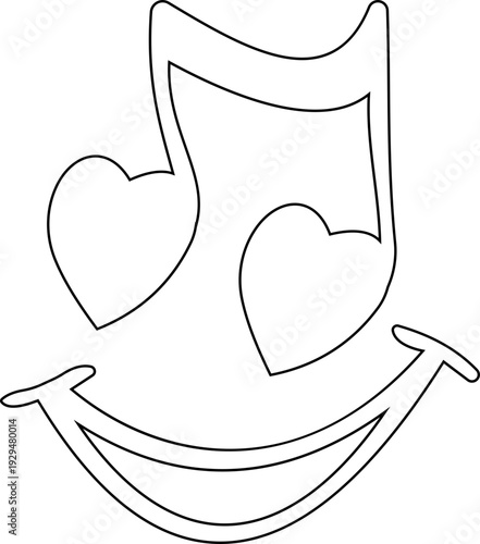 This black musical note with heart icon features a clean and modern silhouette element that beautifully combines the universal symbol of music with a heart shape representing passion and emotion.