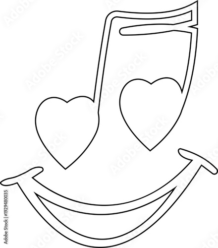 This black musical note with heart icon features a clean and modern silhouette element that beautifully combines the universal symbol of music with a heart shape representing passion and emotion.