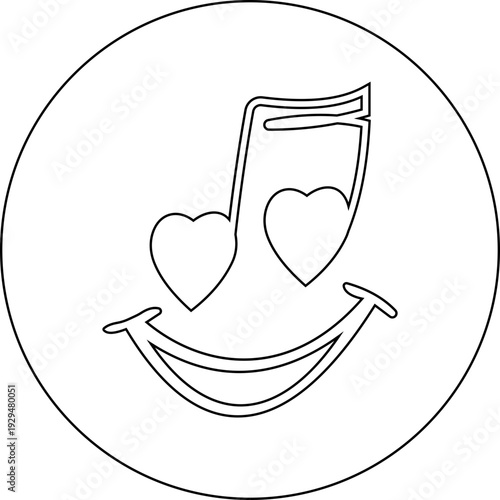 This black musical note with heart icon features a clean and modern silhouette element that beautifully combines the universal symbol of music with a heart shape representing passion and emotion.