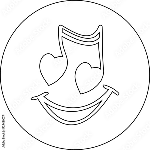 This black musical note with heart icon features a clean and modern silhouette element that beautifully combines the universal symbol of music with a heart shape representing passion and emotion.
