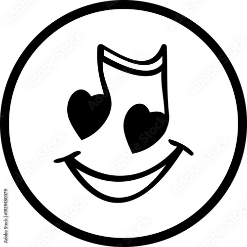 This black musical note with heart icon features a clean and modern silhouette element that beautifully combines the universal symbol of music with a heart shape representing passion and emotion.