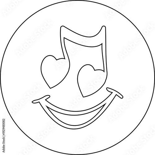 This black musical note with heart icon features a clean and modern silhouette element that beautifully combines the universal symbol of music with a heart shape representing passion and emotion.