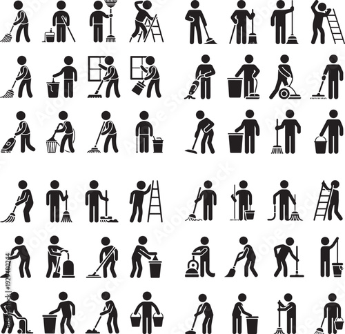 Set of 40 cleaning service worker icons vector