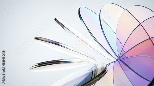 Precise elegant iridescent discs glass plates in minimalist movement