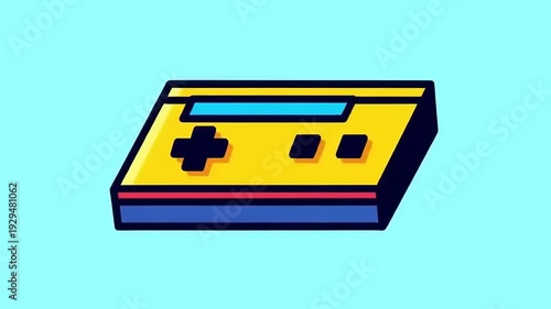 Retro Game Console Animation Yellow Background.
