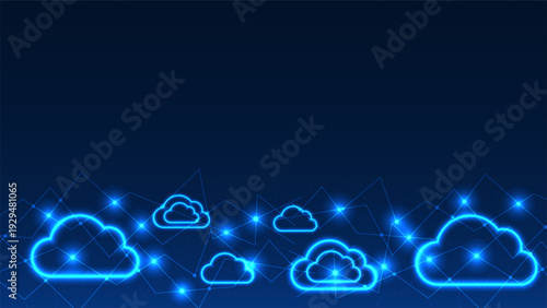 Cloud technology background featuring a cloud integrated with flowing data lines, representing cloud computing, data storage, digital workflow, online systems, and modern IT infrastructure.