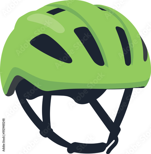 Lime green helmet with black straps for cycling or rollerblading safety