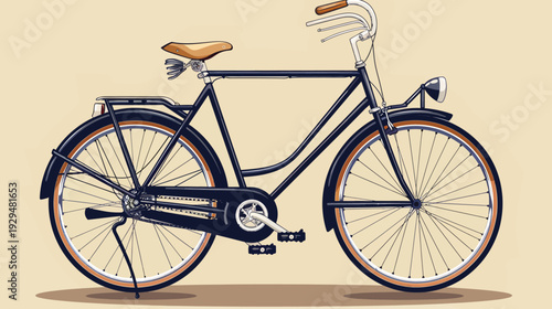 Illustration of a classic Dutch bicycle on a beige background with pixelated style