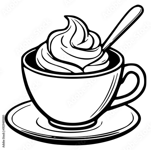 Coffee cup with whipped cream icon