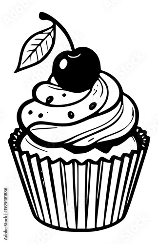 Cupcake with cherry icon