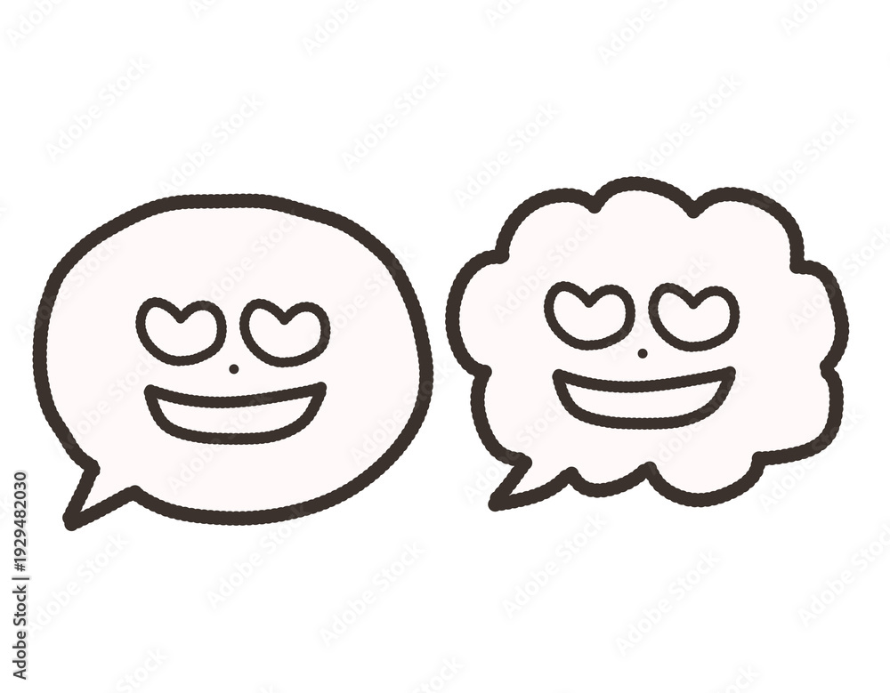 Obraz premium ｜モノクロ吹き出し2種類｜表情 アイコン Cute Emotion Symbols