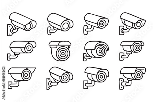 CCTV Camera Outline Symbol Collection for Alarm and Security Applications