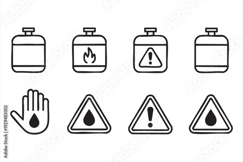 Minimalist Energy Storage and Hazard Symbol Vector Icon Collection