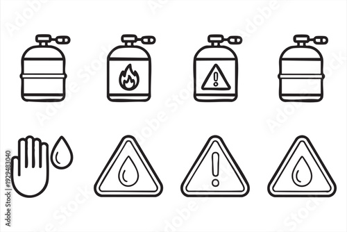 Gas Cylinder Safety Icons for Engineering, Utility, and Risk Management Design