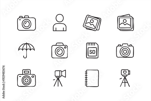 Minimalist Photography Icon Collection for Content Creation and Media Apps