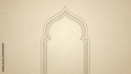 Elegant arched design on a beige background with subtle gradients and textures