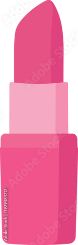 Bright pink lipstick standing upright on a white background