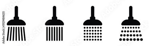 Bathroom vector collection, toilet and shower icons, includes bath fixtures, sinks, and sanitary illustrations for home, hotel, and interior design creative projects.