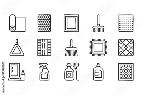 Professional Cleaning and Carpet Care Icons for Service Branding