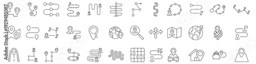 Route icon vector set. Path Illustration sign collection. Direction symbol. Navigation logo. 